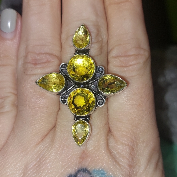 Jewelry - Huge Citrine 6 Stone Statement Ring